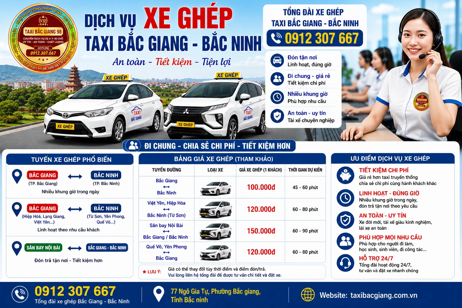 XE GHÉP BẮC GIANG - BẮC NINH - HÀ NỘI