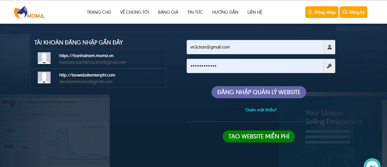 tạo website miễn phí