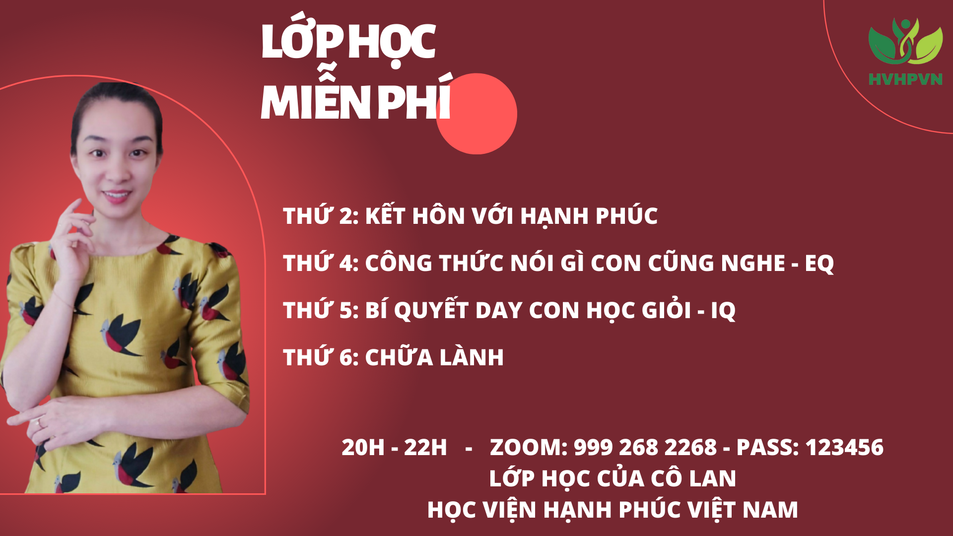 Lớp học miễn phí Học viện hạnh phúc Việt Nam